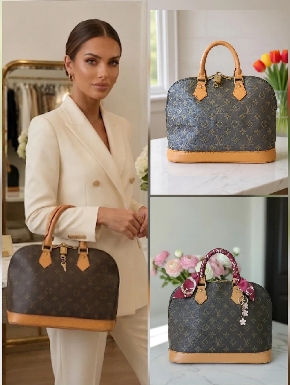 Louis Vuitton Alma PM Monogram Canvas Top Handle Bag Set 💖✨️